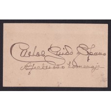 CARLOS GUIDO SPANO ANTIGUA TARJETA PERSONAL CON FIRMA AUTOGRAFA